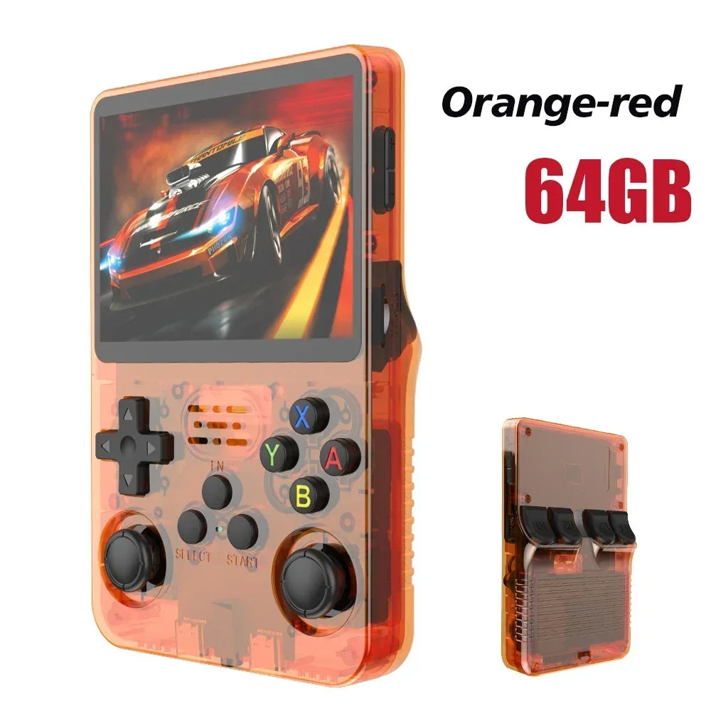 128GB Open Source  Video Game Console Linux System 3.5 Inch IPS Screen Orange Portable Pocket Video Player 64GB Best Games