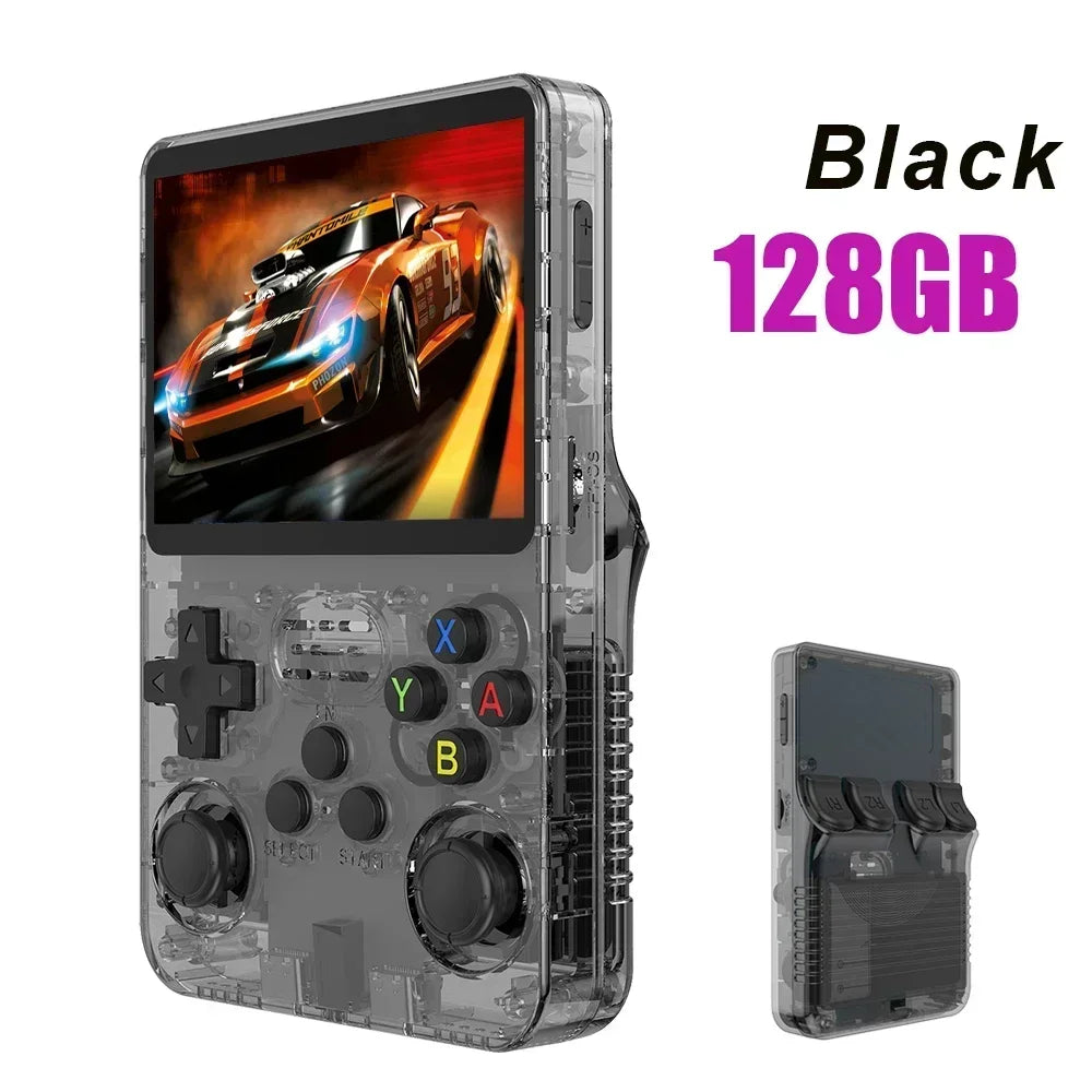 128GB Open Source  Video Game Console Linux System 3.5 Inch IPS Screen Orange Portable Pocket Video Player 64GB Best Games